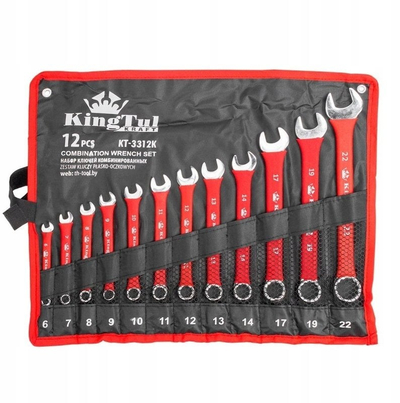 Set çelësa kombinues KingTul KT-3312K, 12 copë, 6-22 mm, me këllëf rrotullues