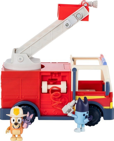 Set lodrash Papo Bluey Fire Truck, figurina Bluey dhe Bingo, kamion zjarri, i kuq