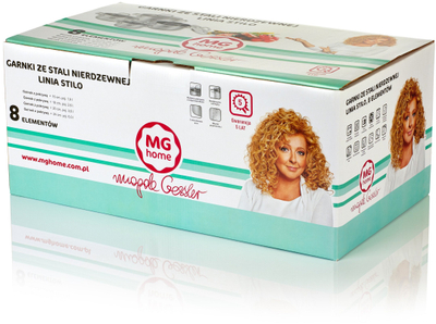 Set tenxheresh MG Home Stilo Inox, 8 copë, për induksion, argjendtë