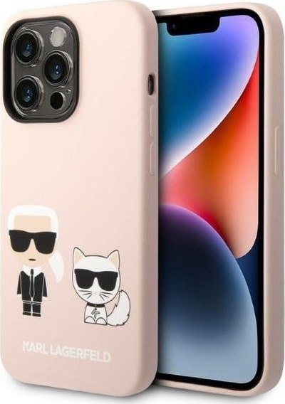 Kapak telefoni Karl Lagerfeld Liquid Silicone Karl &amp; Choupette MagSafe, për iPhone 14 Pro Max, rozë e çelët