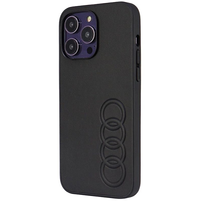 Kapak telefoni Audi Synthetic Leather për iPhone 14 Pro Max 6.7", hardcase, i zi