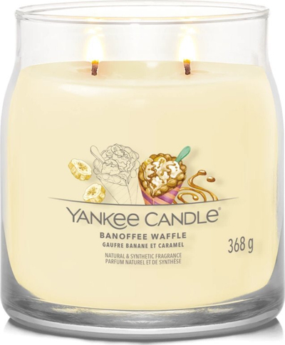 Qiri Yankee Candle Banoffee Waffle Signature Medium Jar, 368g, me erë frutash, i verdhë