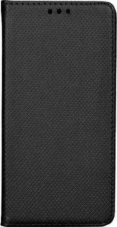 Kllapë magnetike telefoni Komrk për iPhone 16 Plus, me kapak si libër, me xhep për karta, e zezë