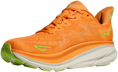 Atlete vrapimi HOKA Clifton 9, rrjetë frymëmarrese, amortizim EVA, portokalli