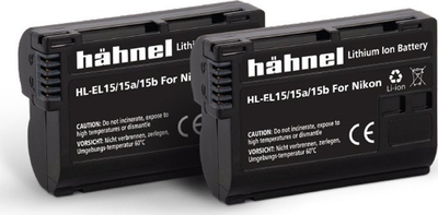 Bateri për kamerë Hahnel HL-EL15HP për Nikon, 1650mAh, paketë dyshe, e zezë