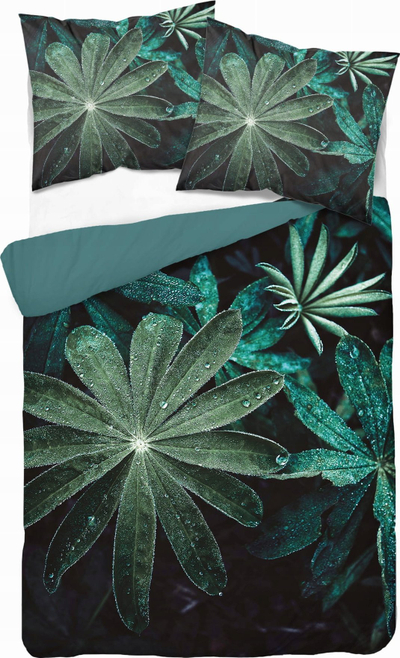 Set posteli Detexpol 3D Microfiber Leaves, 160x200 cm, mikrofibër, i zi me jeshile
