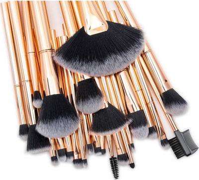 Set furçash grimi Rio Beauty Lush, 24 copë, doreza rose gold, etui e zezë
