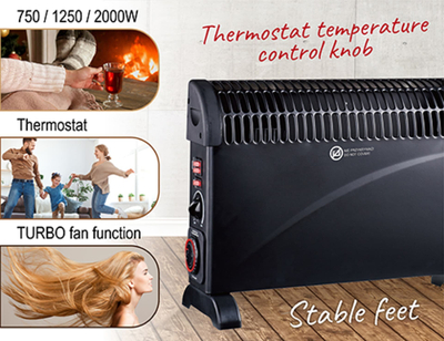 Ngrohës konvektor Adler Mesko 7741B, 2000W, me timer, i zi
