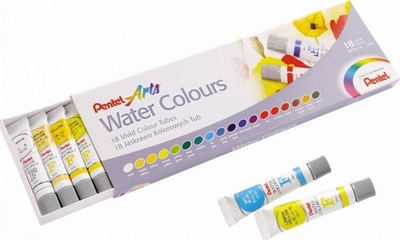 Акварел бои Pentel Water Colours, сет 18 бои, туби 5 ml