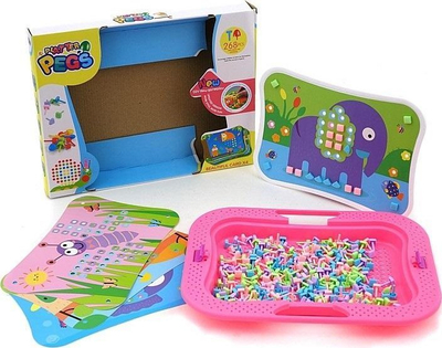Lojë krijuese Adar Platter Pegs 534476, 268 copa, me rruza ngjitëse, rozë