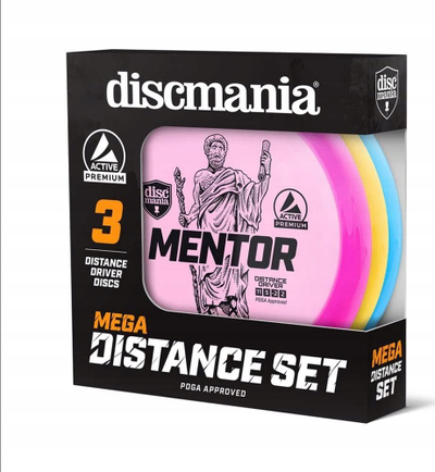Set disqesh golf Discmania Active Mega Distance, 3 disqe, plastike Active Premium, shumëngjyrësh