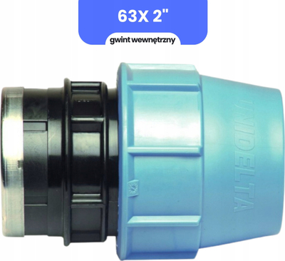 Racor uji PE Vissplas Screw Fitting, 63x2, filetë mrena, i zi