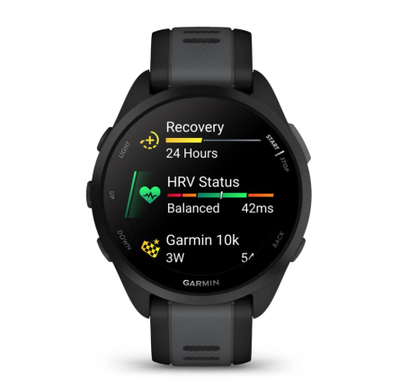 Orë sportive Garmin Forerunner 165, ekran AMOLED, GPS, e zezë gri