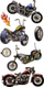 Автоналепници Sticker Boo Motorcycles, сет со мотоцикли, 180x70 mm, шарен