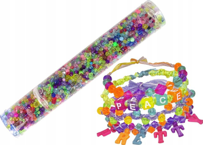 Set DIY bizhuteri për byzylykë LeanToys, rruaza plastike, fije shumëngjyrëshe