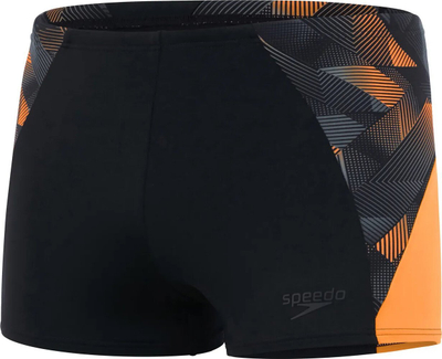 Rroba banje boxer për burra Speedo Eco Endurance+, i bën ballë klorit, thahet shpejt, e zezë me portokalli