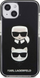 Futrollë telefoni Karl Lagerfeld për iPhone 13 mini, hardcase, dizajn Karl dhe Choupette, e zezë