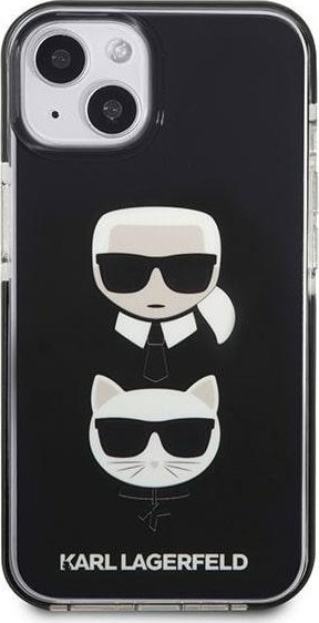 Futrollë telefoni Karl Lagerfeld për iPhone 13 mini, hardcase, dizajn Karl dhe Choupette, e zezë
