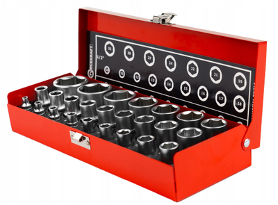 Set çelësa goditës Forcekraft, 25 pjesë, 1/2" 1/4", në kuti metalike