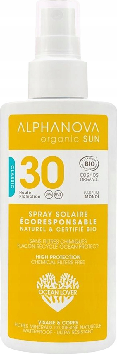 Spray kundra diellit Alphanova Sun SPF 30, 125 ml, për fytyrë edhe trup