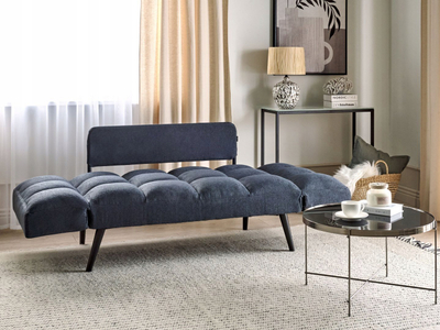 Divan-krevat Beliani Brekke, 2 vende, material tekstili, blu e errët
