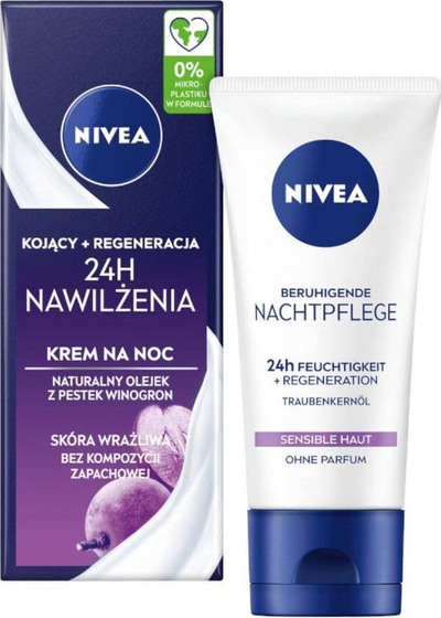 Krem nate për fytyrë Nivea Soothing Regenerating, për lëkurë të ndjeshme, 50 ml