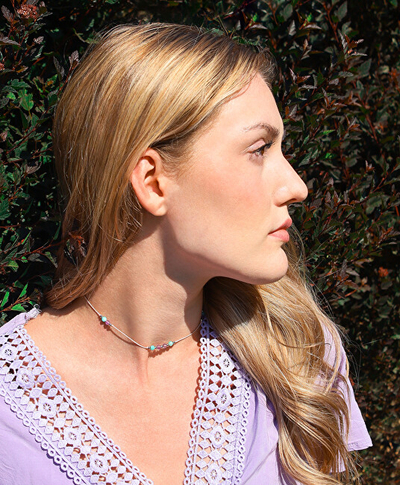 Varëse për femra Agato Amazonite and Amethyst Cord HE25K3S-LP, e argjendtë