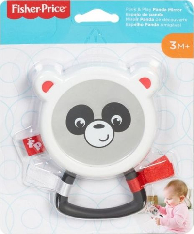 Lodër grushti për kalamaj Fisher Price Peek &amp; Play Panda, me pasqyrë, shumëngjyrëshe