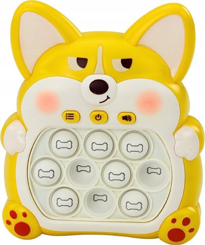 Lodër arcade Lean Toys Pop It Fox, 7 lojëra, interaktive sensoriale, e verdhë