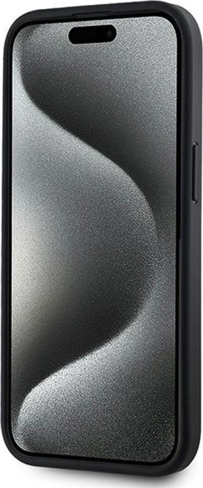 Mbrojtëse telefoni Guess për iPhone 13 14 15, 6.1", hardcase lëkurë me MagSafe, e zezë