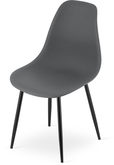Set karrige Leobert WAT, plastike ergonomike, këmbë metalike, gri e errët e zezë
