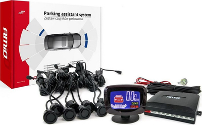 Set sensorë parkimi LED-GRAF, 8 sensorë, ekran LED, 18mm, i zi