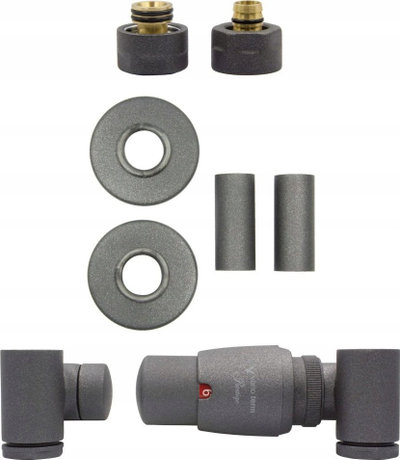 Set valvula termostatike Integra Graphite Right Side Pex AiO, për radiator, grafit