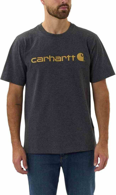 Bluzë Carhartt Dearborn Relaxed Logo, pambuk, për meshkuj, gri e errët XS