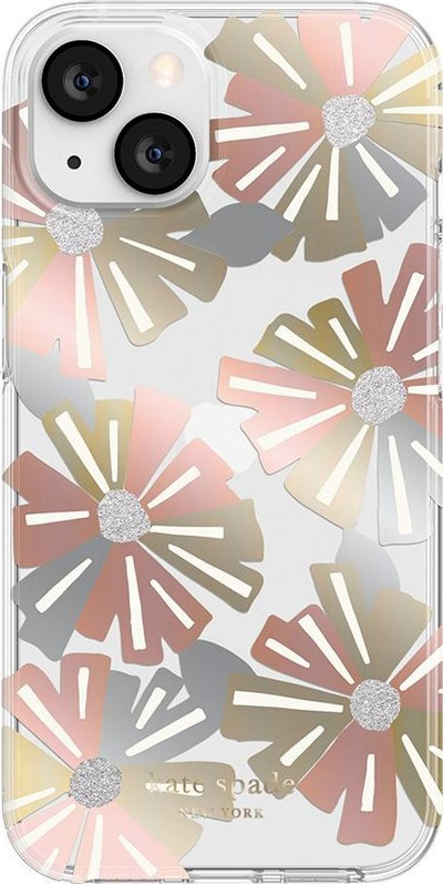 Maskë telefoni Kate Spade Wallflower për iPhone 13, hardshell transparente me lule shumëngjyrëshe