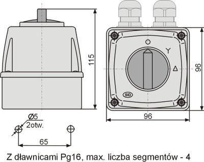 Çelës rrotullues Elektromet Łuk E16-23, 3P 16A, star delta, IP44, në kuti