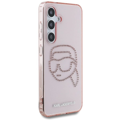 Mbulesë telefoni Karl Lagerfeld KLHCS25SHKHDCELP, për Samsung S25, me gurë shkëlqyes, rozë