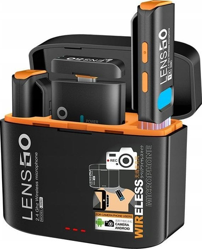 Sistem mikrofoni wireless Lensgo 528C, TRS dhe USB-C, dual, i zi