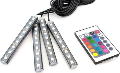 Ndriçim për brendësi makine ZD65A, 36 LED RGB, me telekomandë, i zi