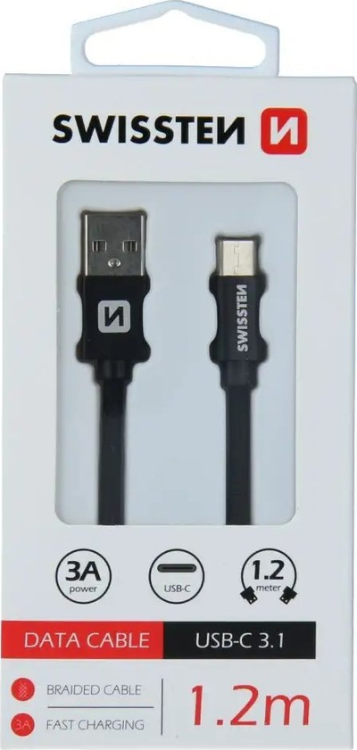 Kabllo karikimi SWISSTEN USB në USB C, 1.2m, ngjyrë argjendi
