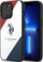 Kapak telefoni US Polo Tricolor Embossed për iPhone 14 Pro 6.1", prej TPU-je dhe lëkure sintetike, i bardhë