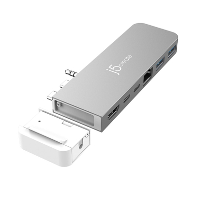 HUB USB j5create 4K60 Elite Pro USB4, 100W PD, Gigabit Ethernet, gri