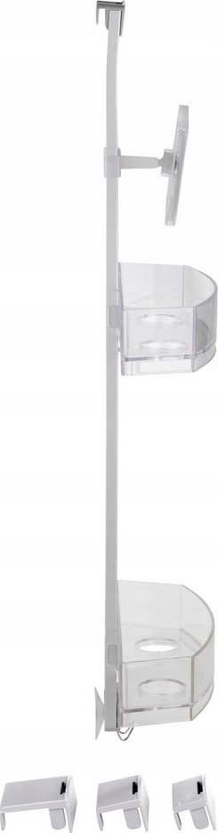 Rafth dushi Wenko Shower Caddy me pasqyrë kundër avullit, inox, argjend