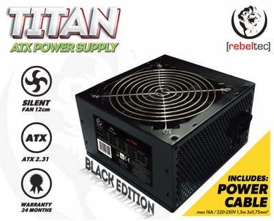 Furnizim energjie Rebeltec Titan, 600W, ventilator 120mm, i zi