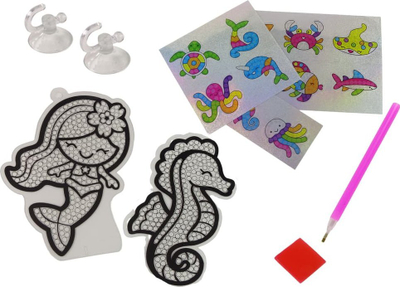 Set kreativ me diamantë Leantoys Sea Animals, pikturim me gurë, për kalamaj, shumëngjyrësh