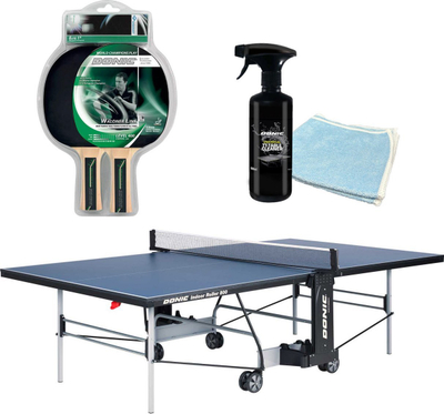 Tavolinë pingpongu Donic Indoor Roller 800, 19mm, për ambiente të brendshme, blu
