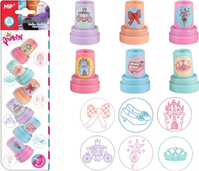 Set stampa për fëmijë Teka Princess, 6 copë, diametër 25 mm, shumëngjyrëshe