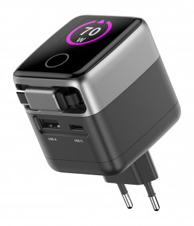 Karikues USB Newell GaN Power Adapter 70W TFT, 3 porta, me kabllo USB C, i zi