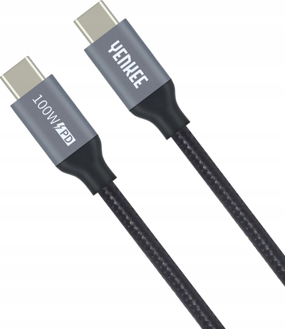 Kabllo USB-C Yenkee YCU 341, USB-C me USB-C, 1.5 m, 100 W, gri