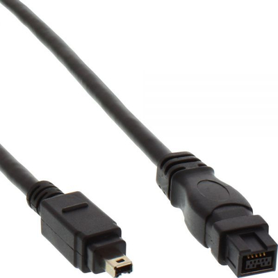Kabllo FireWire InLine 34901, 9-pin në 4-pin, 1m, e zezë